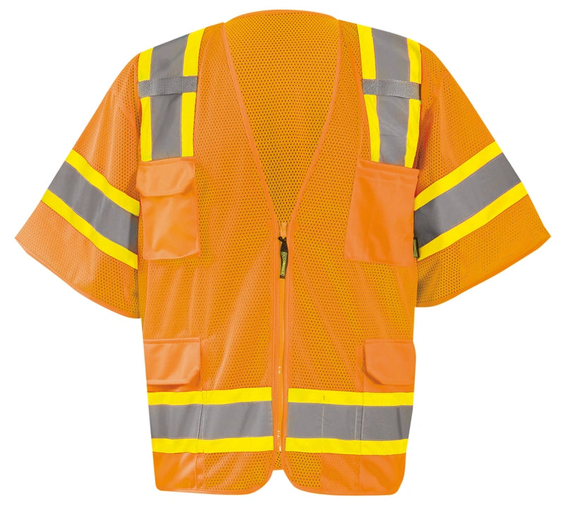 Mesh Two-Tone Surveyor Vest w/Zipper