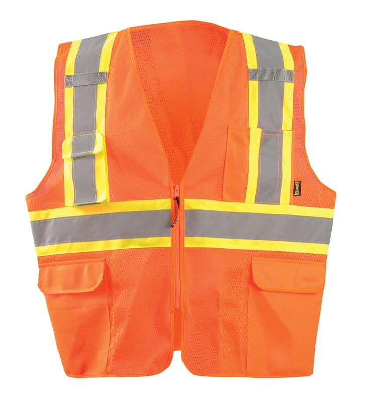 Mesh Two-Tone Surveyor X-Back Vest W/Zipper