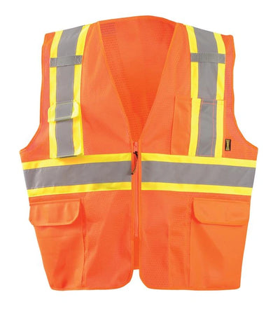 Mesh Two-Tone Surveyor X-Back Vest W/Zipper - Image 4