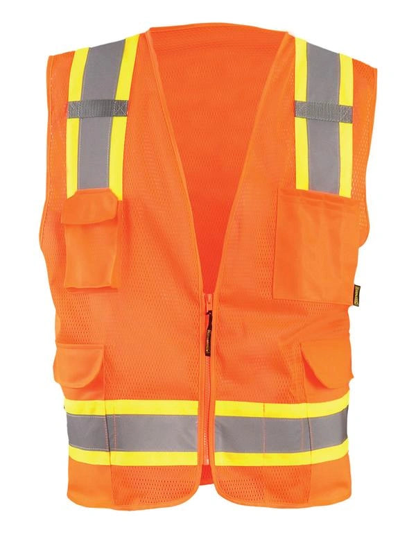 Mesh Two-Tone Surveyor Vest W/Zipper