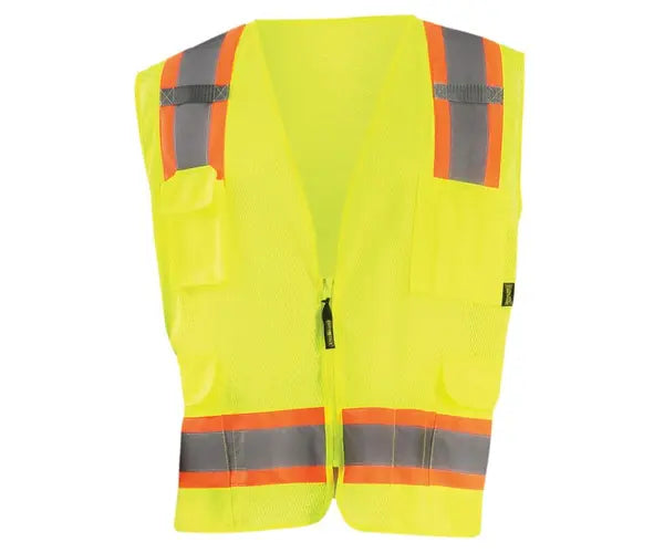 Mesh Two-Tone Surveyor Vest W/Zipper