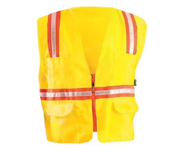 Solid/Mesh Two-Tone Surveyor Vest W/Zipper