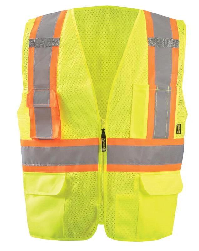 Mesh Two-Tone Surveyor X-Back Vest W/Zipper