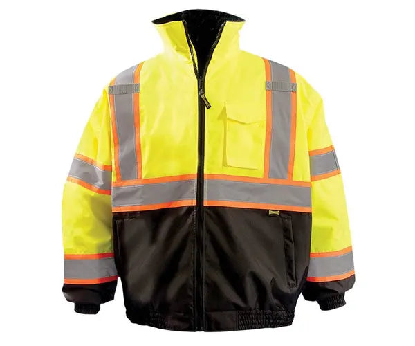 2-In-1 Two-Tone Black Bottom Quilted Bomber Jacket