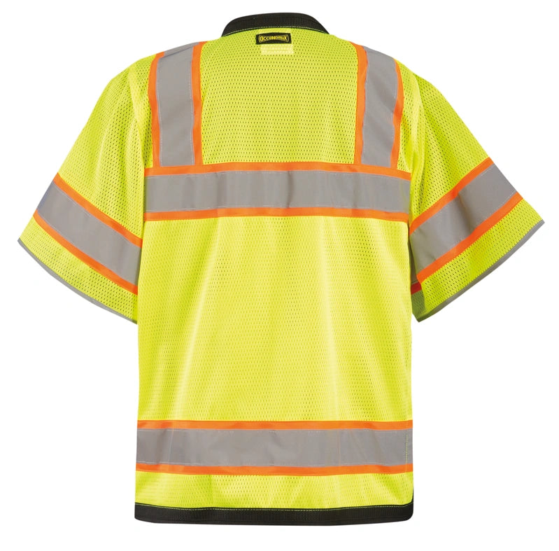Solid/Mesh Heavy Duty Two-Tone Surveyor Vest W/Zipper