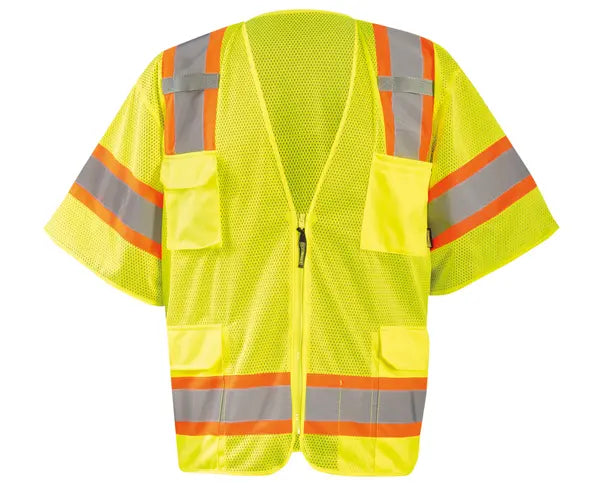Mesh Two-Tone Surveyor Vest w/Zipper