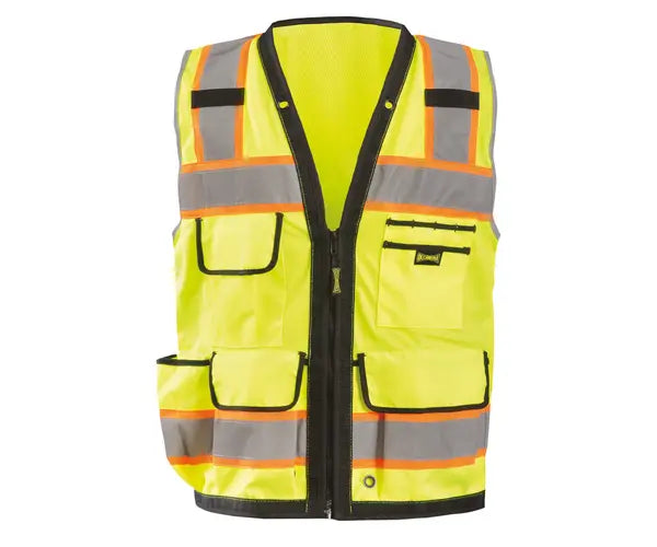 Solid/Mesh Heavy Duty Two-Tone Surveyor Vest W/Zipper