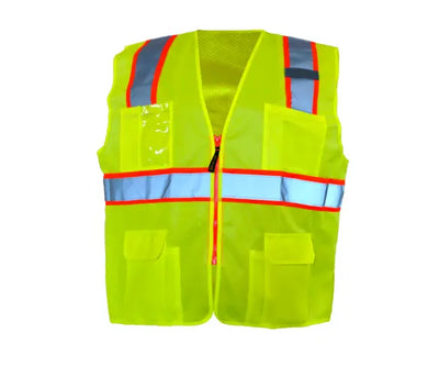 Solid/Mesh Two-Tone Surveyor Vest W/Zipper - Image 1