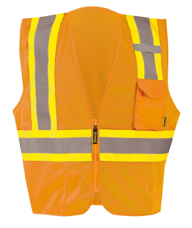 Mesh Two-Tone 3-Pocket Vest W/Zipper