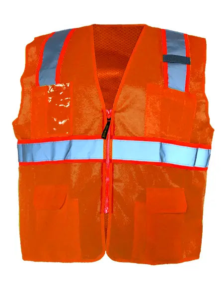 Solid/Mesh Two-Tone Surveyor Vest W/Zipper
