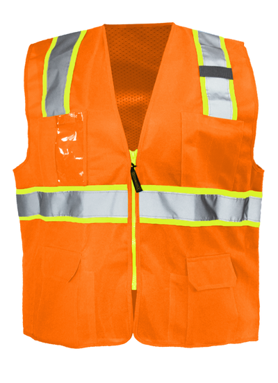 Solid/Mesh Two-Tone Surveyor Vest W/Zipper - Image 2