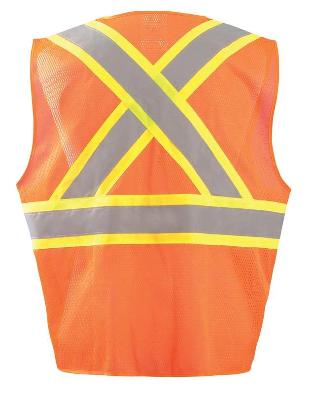 Mesh Two-Tone Surveyor X-Back Vest W/Zipper