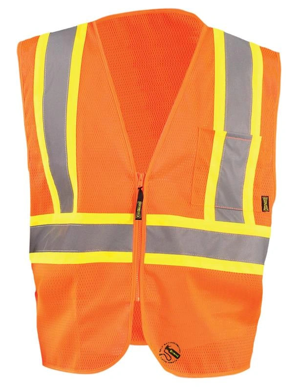 Mesh Self-Extinguishing Two-Tone Vest W/Quick Release Zipper