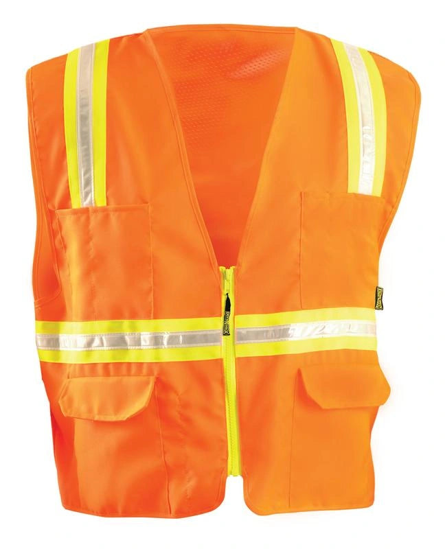Solid/Mesh Two-Tone Surveyor Vest W/Zipper