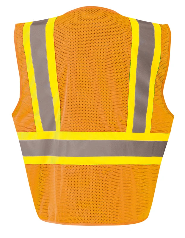 Mesh Two-Tone 3-Pocket Vest W/Zipper