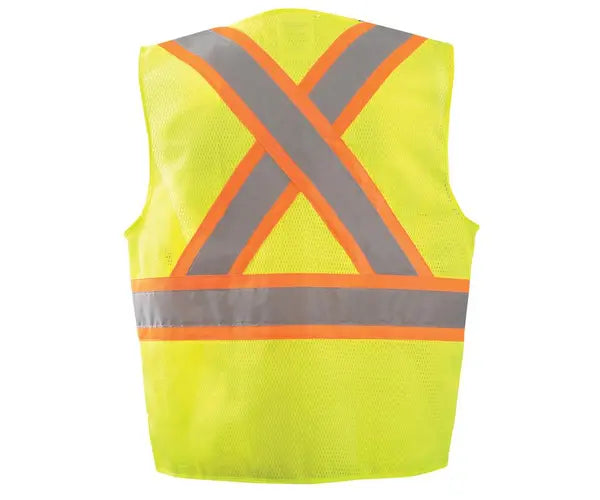 Mesh Two-Tone Surveyor X-Back Vest W/Zipper